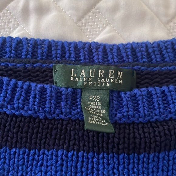 Women’s Blue Striped Ralph Lauren Sweater Size P S - Picture 2 of 4